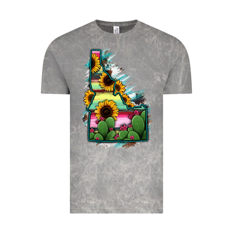 Idaho Map Sunflower Cactus Serape Vintage Tee by RanaPortraitStore | Teevron