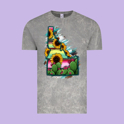Idaho Map Sunflower Cactus Serape Vintage Tee Designed By Ranaportraitstore