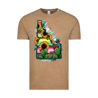 Vintage Coffee Idaho Map Sunflower Cactus Serape Vintage Tee - RanaPortraitStore