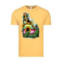 Vintage Mustard Idaho Map Sunflower Cactus Serape Vintage Tee - RanaPortraitStore