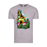 Vintage Zinc Idaho Map Sunflower Cactus Serape Vintage Tee - RanaPortraitStore
