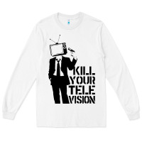 White kill your television Long Sleeve Tee - artisFamous
