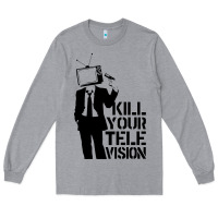 Heather Grey kill your television Long Sleeve Tee - artisFamous