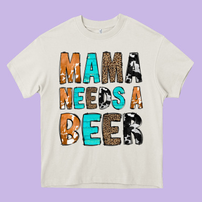 Mama Needs A Beer Heavy Core Tee Designed By Cowcowdesign