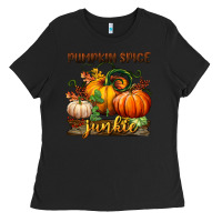 Black pumpkin spice junkie Ladies Tee - BundleAndBundleShop