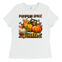 White pumpkin spice junkie Ladies Tee - BundleAndBundleShop