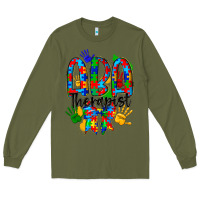 Army Green aba therapist Long Sleeve Tee - CowhideDigitalArt