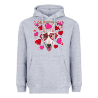 Heather Grey Valentine's day  bull terrier Heavyweight Hoodie - RanaPortraitStore