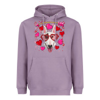 Lavender Valentine's day  bull terrier Heavyweight Hoodie - RanaPortraitStore