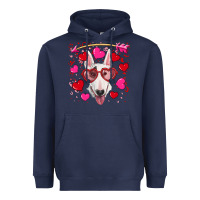 Navy Valentine's day  bull terrier Heavyweight Hoodie - RanaPortraitStore