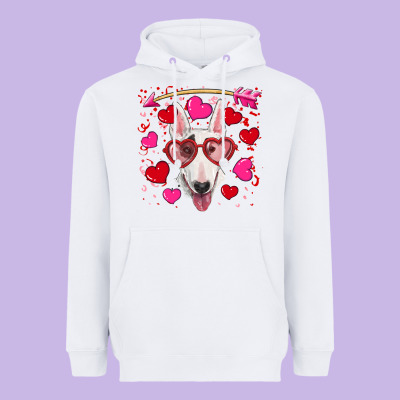 Valentine's Day  Bull Terrier Heavyweight Hoodie Designed By Ranaportraitstore