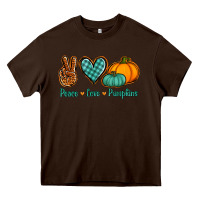 Chocolate Brown peace love pumpkins Heavy Core Tee - Jasminsmagicworld