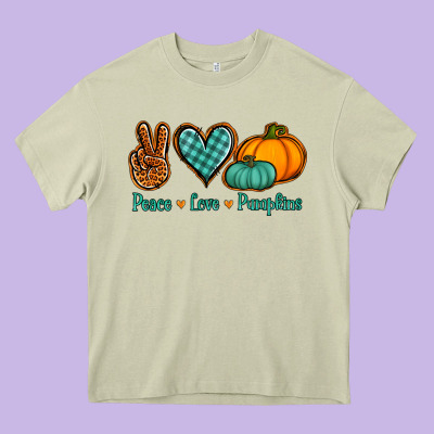 Peace Love Pumpkins Heavy Core Tee Designed By Jasminsmagicworld