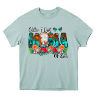 Glitter Dirt Mama Of Both Cow Flowers Heavy Core Tee | Teevron