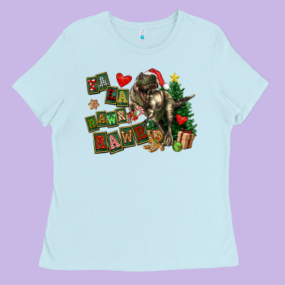 Fa La La Trex Christmas Ladies Tee Designed By Fadigitalartstudio