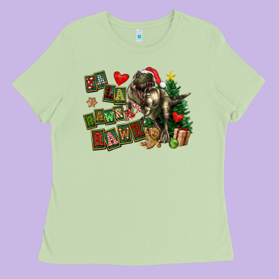 Fa La La Trex Christmas Ladies Tee Designed By Fadigitalartstudio