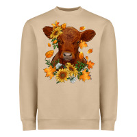 Mushroom fall red angus calf dried leaves and sunflowers Heavyweight Sweatshirt - RanaPortraitStore