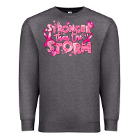 Charcoal Heather stronger than the storm breast cancer Premium Sweatshirt - RanaPortraitStore