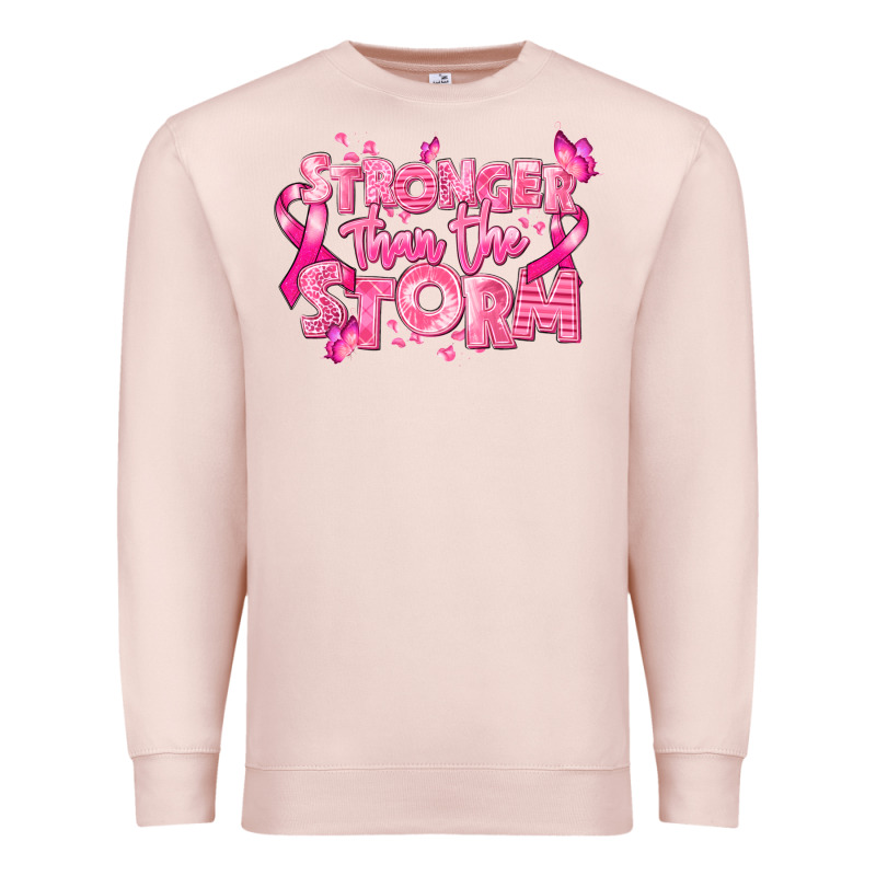 Stronger Than The Storm Breast Cancer Premium Sweatshirt by RanaPortraitStore | Teevron