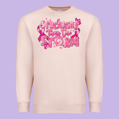 Stronger Than The Storm Breast Cancer Premium Sweatshirt Designed By Ranaportraitstore