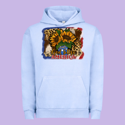 Patriotic Sunflower God Bless America Urban Hoodie Designed By Jasminsmagicworld