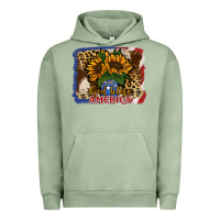 Pigment Oil Green Patriotic Sunflower God Bless America Urban Hoodie - Jasminsmagicworld