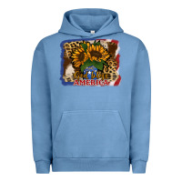 Pigment Pebble Blue Patriotic Sunflower God Bless America Urban Hoodie - Jasminsmagicworld