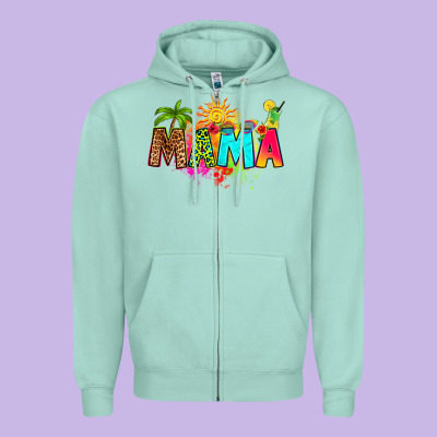 Summer Mama Zipper Hoodie Designed By Ranaportraitstore