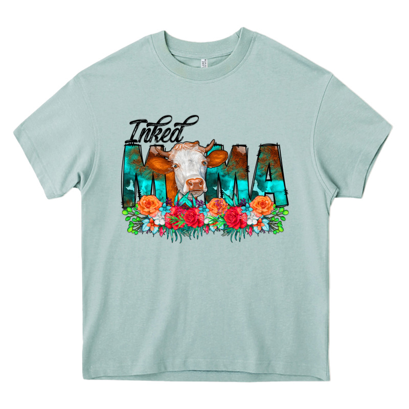 Inked Mama Flowers Cow Heavy Core Tee by CowCowDesign | Teevron