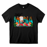 Black Inked Mama Flowers Cow Heavy Core Tee - CowCowDesign
