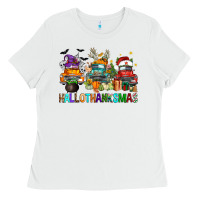 White hallothanksmas trucks Ladies Tee - FaDigitalArtStudio