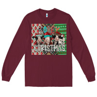 Burgundy mooey Christmas Long Sleeve Tee - CowhideDigitalArt