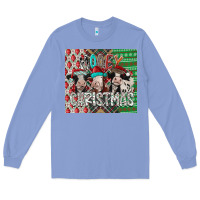 Colony Blue mooey Christmas Long Sleeve Tee - CowhideDigitalArt