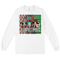 White mooey Christmas Long Sleeve Tee - CowhideDigitalArt