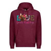 Burgundy love french bulldogs Premium Hoodie - Artiststas