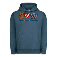 Pigment Midnight Navy Peace Love Fireworks Urban Hoodie - Jasminsmagicworld