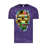 Cloud Purple Illinois Map Sunflower Cactus Serape Vintage Tee - RanaPortraitStore