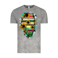 Cloud Rock Illinois Map Sunflower Cactus Serape Vintage Tee - RanaPortraitStore