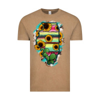 Vintage Coffee Illinois Map Sunflower Cactus Serape Vintage Tee - RanaPortraitStore
