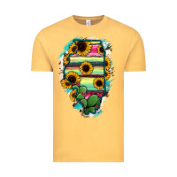 Vintage Mustard Illinois Map Sunflower Cactus Serape Vintage Tee - RanaPortraitStore