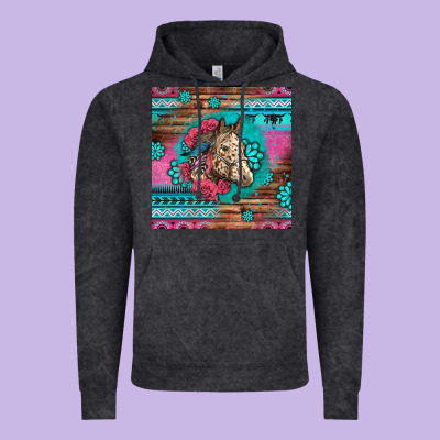 Floral Horse Vintage Hoodie Designed By Lillyallendesigns