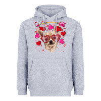 Heather Grey valentine's day  chihuahua Heavyweight Hoodie - RanaPortraitStore