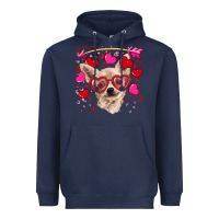 Navy valentine's day  chihuahua Heavyweight Hoodie - RanaPortraitStore
