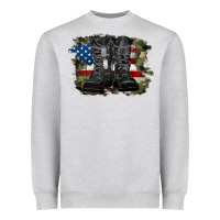 Heather Grey american flag with army boots Heavyweight Sweatshirt - RanaPortraitStore