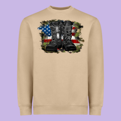 American Flag With Army Boots Heavyweight Sweatshirt Designed By Ranaportraitstore