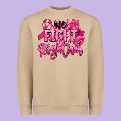 We Fight Together Breast Cancer Heavyweight Sweatshirt Designed By Ranaportraitstore