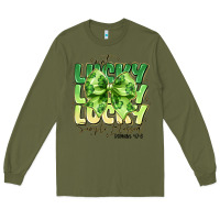 Army Green Not Lucky Simply Blessed Long Sleeve Tee - CowhideDigitalArt