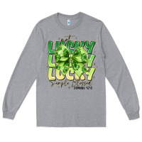 Heather Grey Not Lucky Simply Blessed Long Sleeve Tee - CowhideDigitalArt