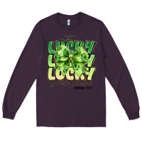 Plum Not Lucky Simply Blessed Long Sleeve Tee - CowhideDigitalArt