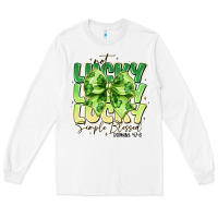 White Not Lucky Simply Blessed Long Sleeve Tee - CowhideDigitalArt
